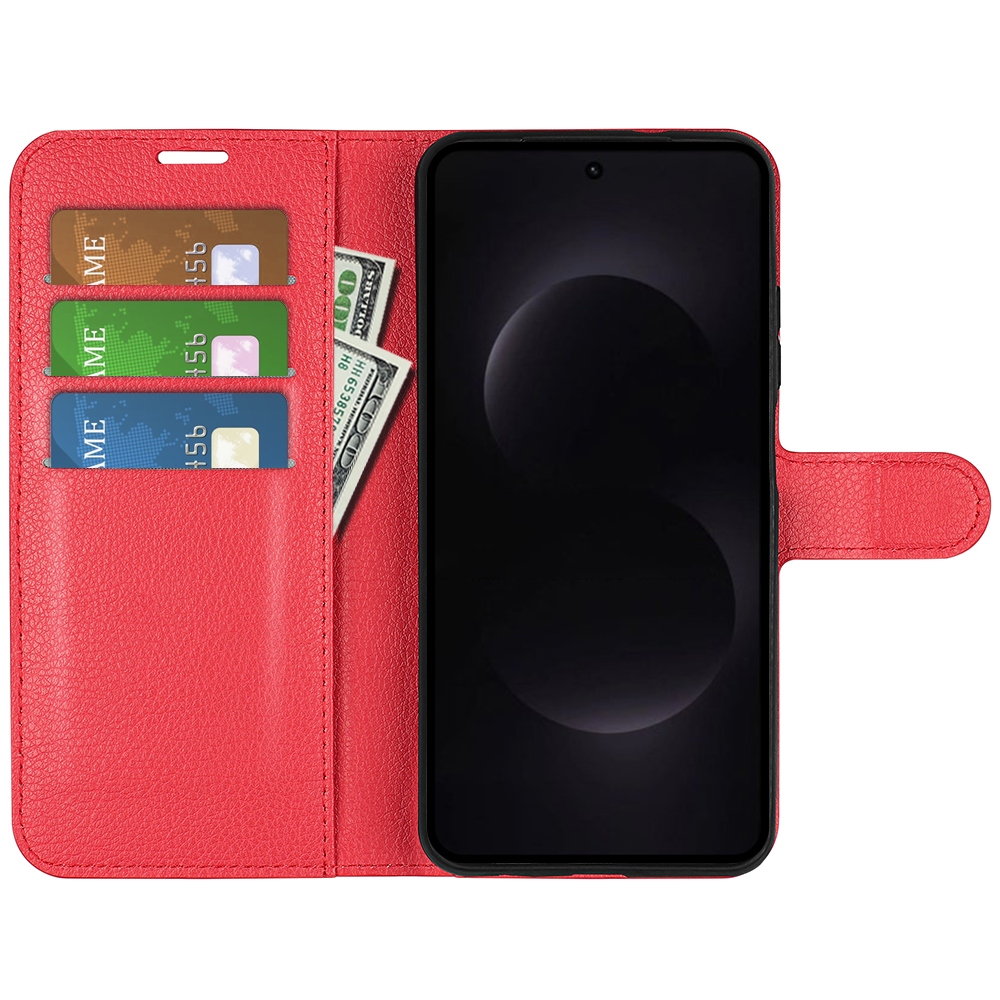 Litchi knížkové pouzdro na Samsung Galaxy S26 Ultra - červené