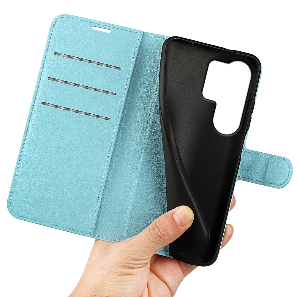 Litchi knížkové pouzdro na Samsung Galaxy S26 Ultra - modré