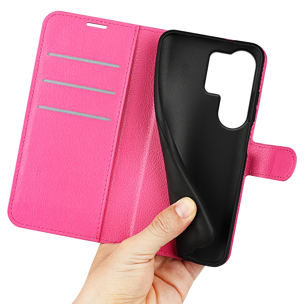 Litchi knížkové pouzdro na Samsung Galaxy S26 Ultra - rose