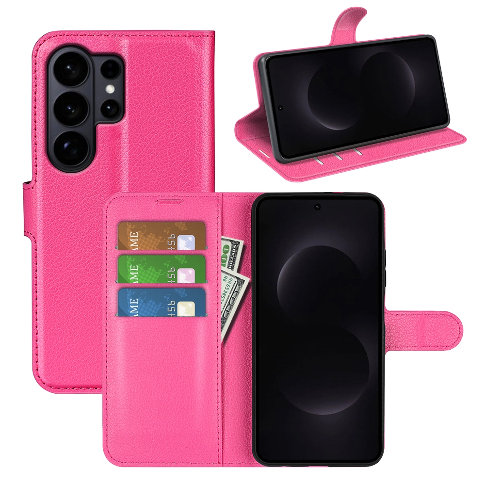 Litchi knížkové pouzdro na Samsung Galaxy S26 Ultra - rose