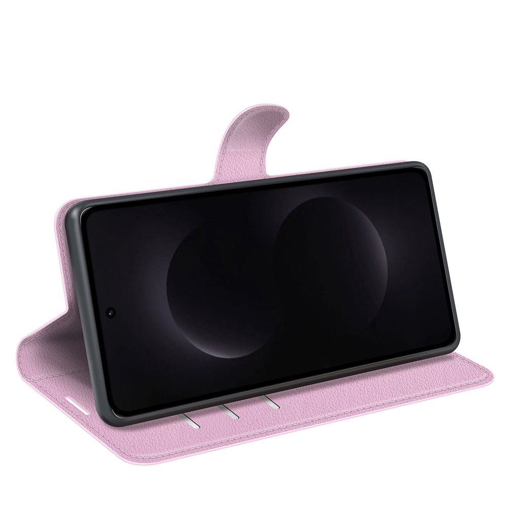 Litchi knížkové pouzdro na Samsung Galaxy S26 Ultra - růžové