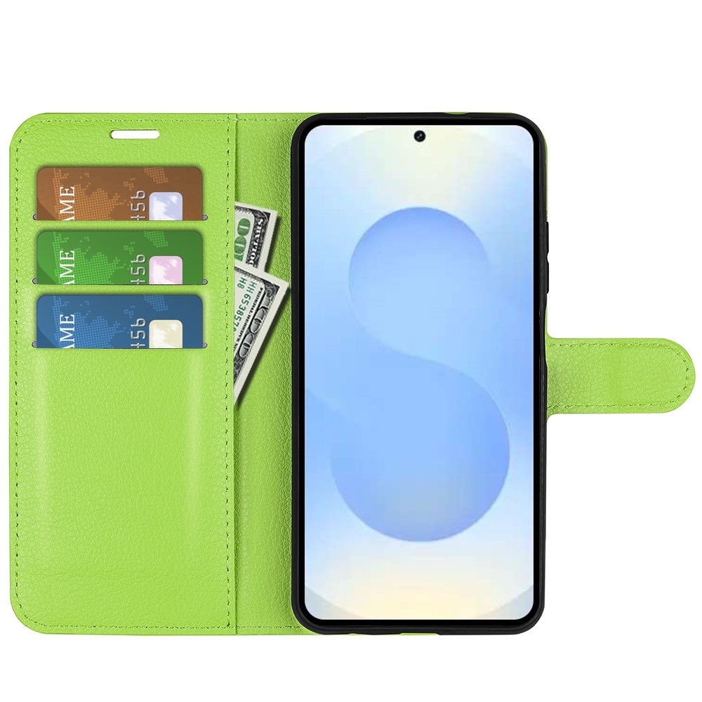 Litchi knížkové pouzdro na Samsung Galaxy S26+ - zelené