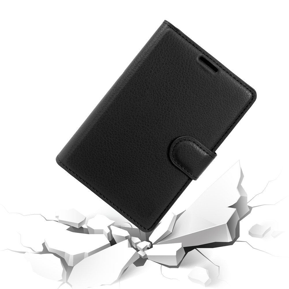 Litchi knížkové pouzdro na Samsung Galaxy Z Fold8 5G - černé