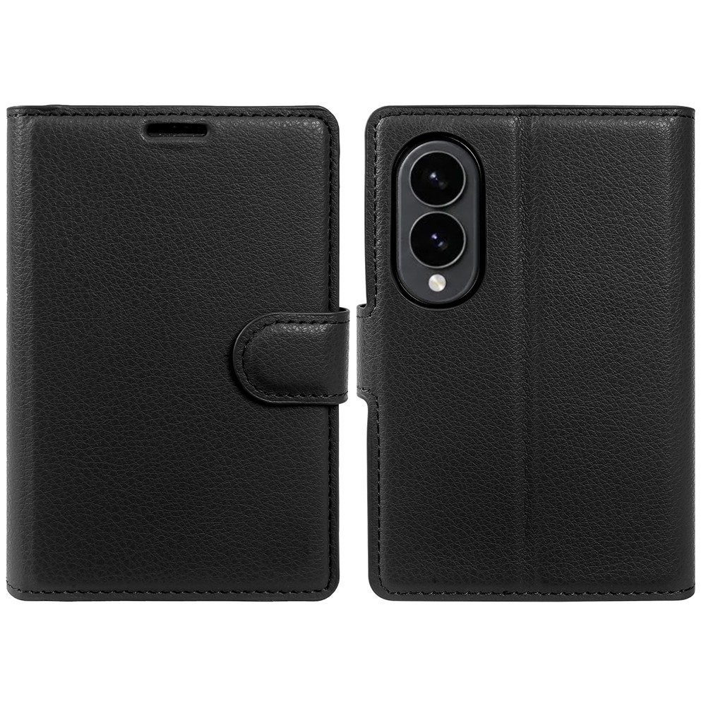 Litchi knížkové pouzdro na Samsung Galaxy Z Fold8 5G - černé