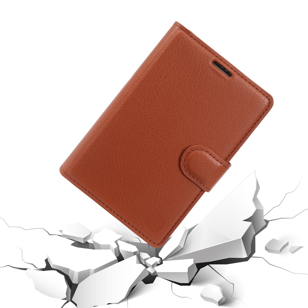 Litchi knížkové pouzdro na Samsung Galaxy Z Fold8 5G - hnědé