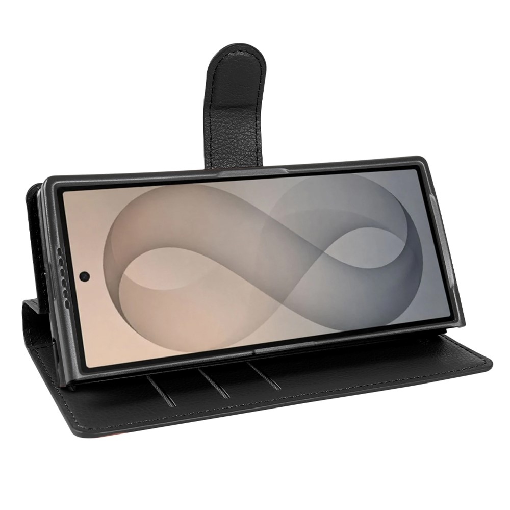 Litchi knížkové pouzdro na Samsung Galaxy Z Fold8 Ultra 5G - černé