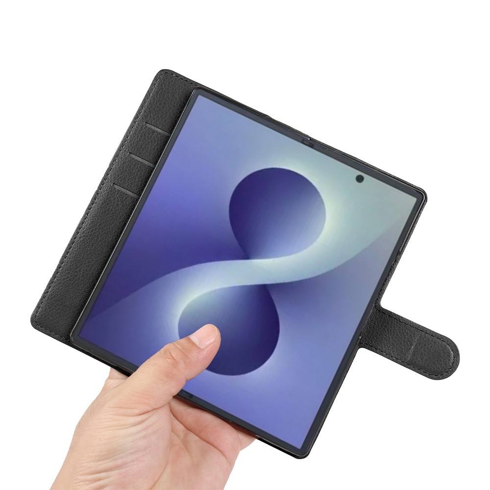 Litchi knížkové pouzdro na Samsung Galaxy Z Fold8 Ultra 5G - černé