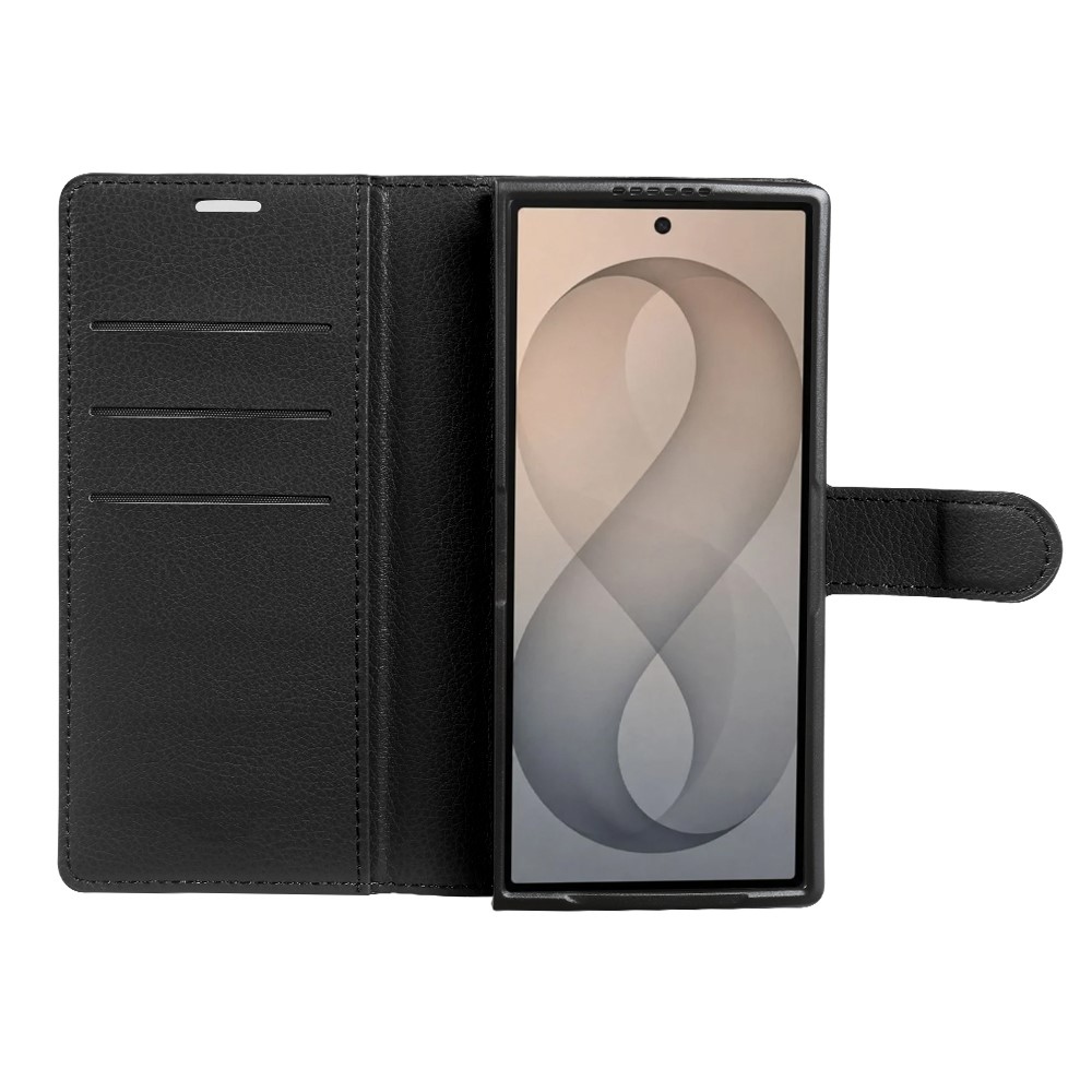 Litchi knížkové pouzdro na Samsung Galaxy Z Fold8 Ultra 5G - černé