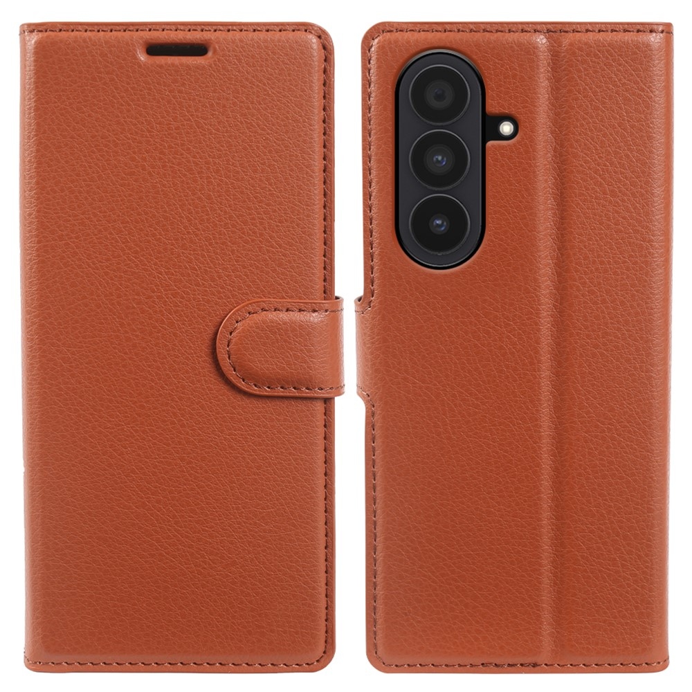 Litchi knížkové pouzdro na Samsung Galaxy Z Fold8 Ultra 5G - hnědé