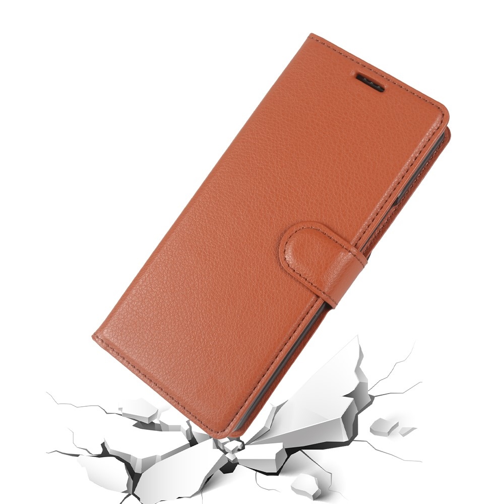 Litchi knížkové pouzdro na Samsung Galaxy Z Fold8 Ultra 5G - hnědé