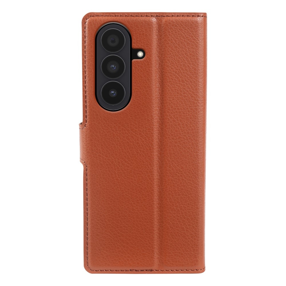 Litchi knížkové pouzdro na Samsung Galaxy Z Fold8 Ultra 5G - hnědé