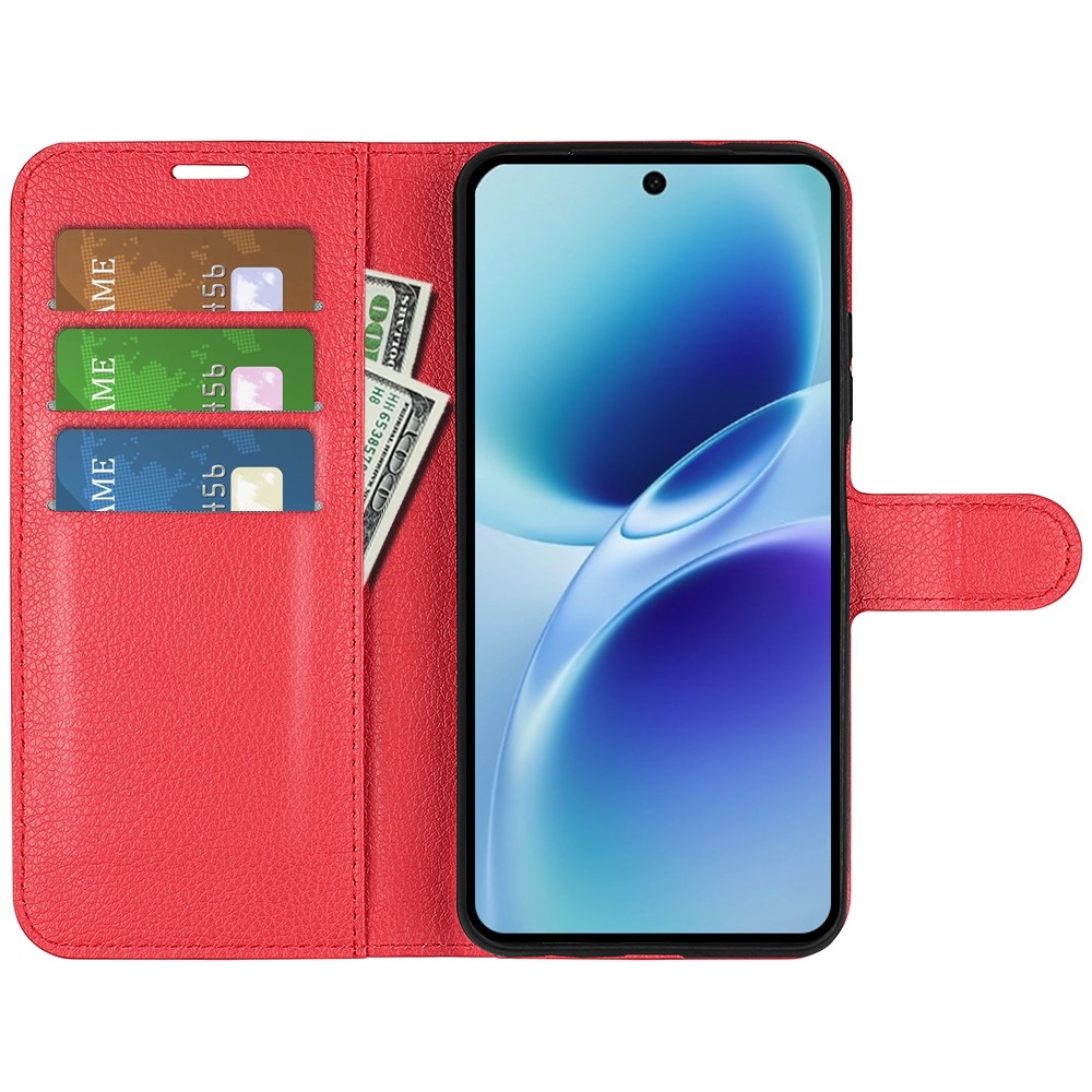 Litchi knížkové pouzdro na Vivo V70 5G - červené