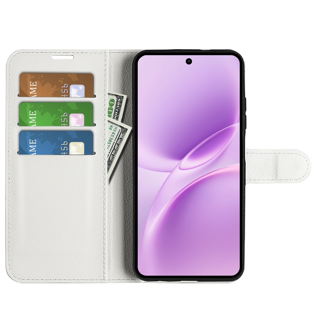 Litchi knížkové pouzdro na Vivo V70 FE 5G - bílé