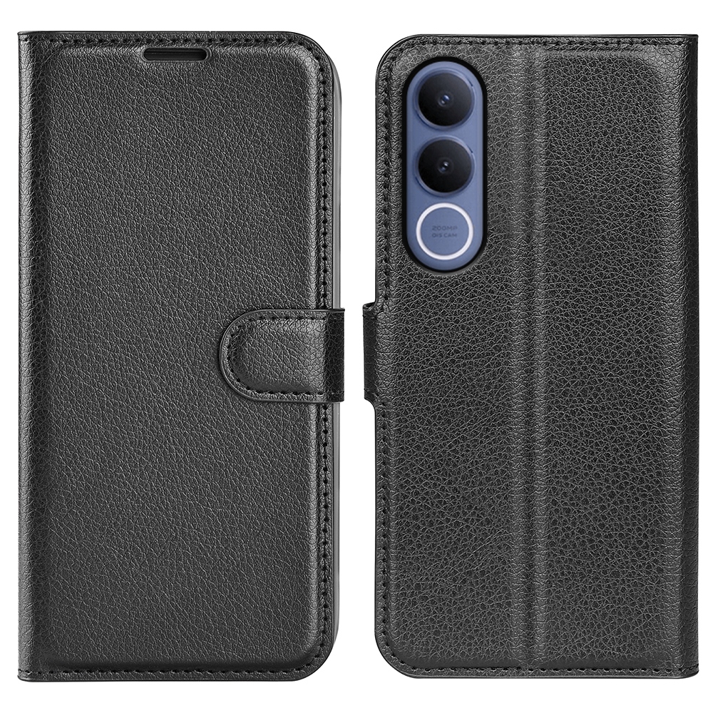 Litchi knížkové pouzdro na Vivo V70 FE 5G - černé