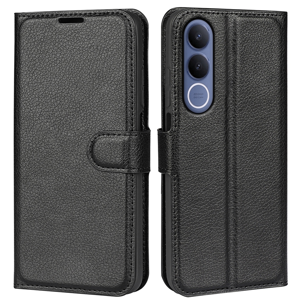 Litchi knížkové pouzdro na Vivo V70 FE 5G - černé