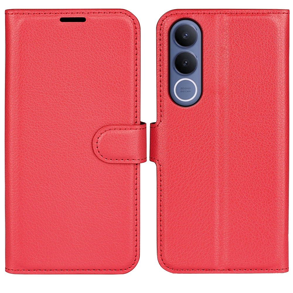 Litchi knížkové pouzdro na Vivo V70 FE 5G - červené