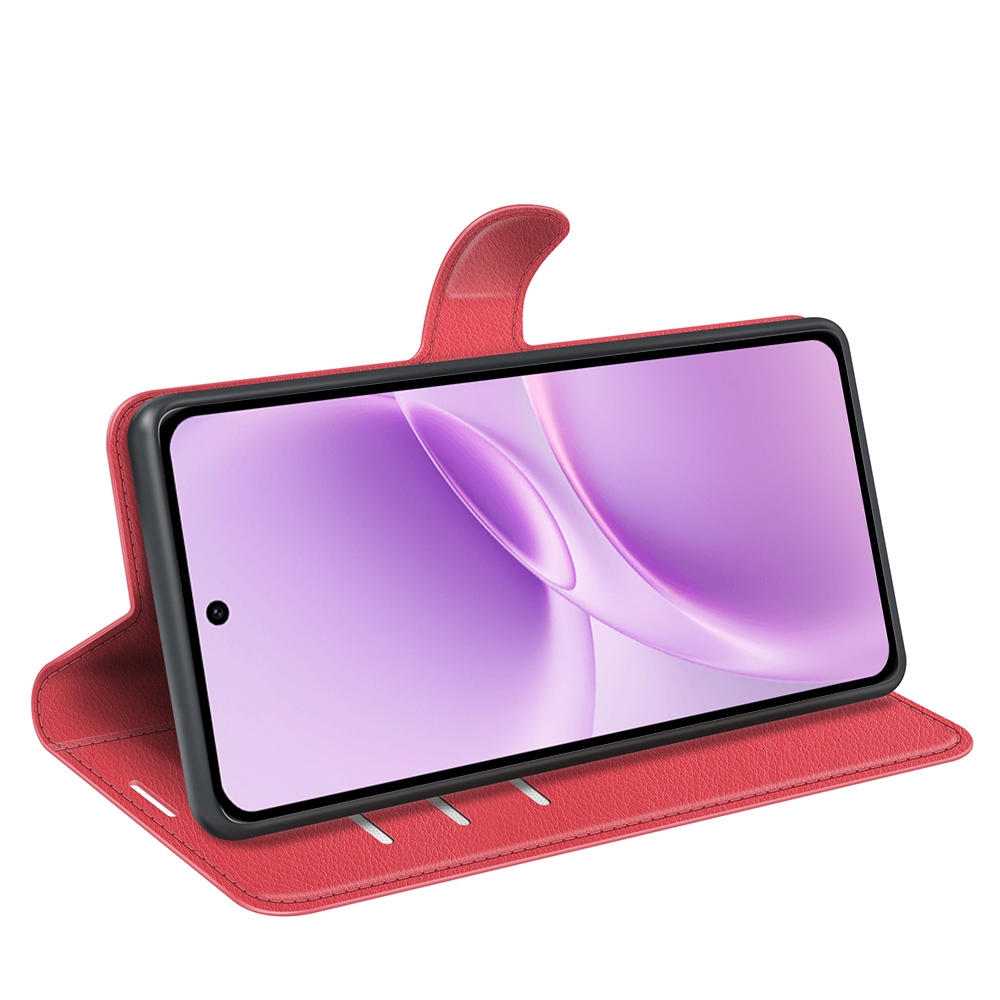 Litchi knížkové pouzdro na Vivo V70 FE 5G - červené