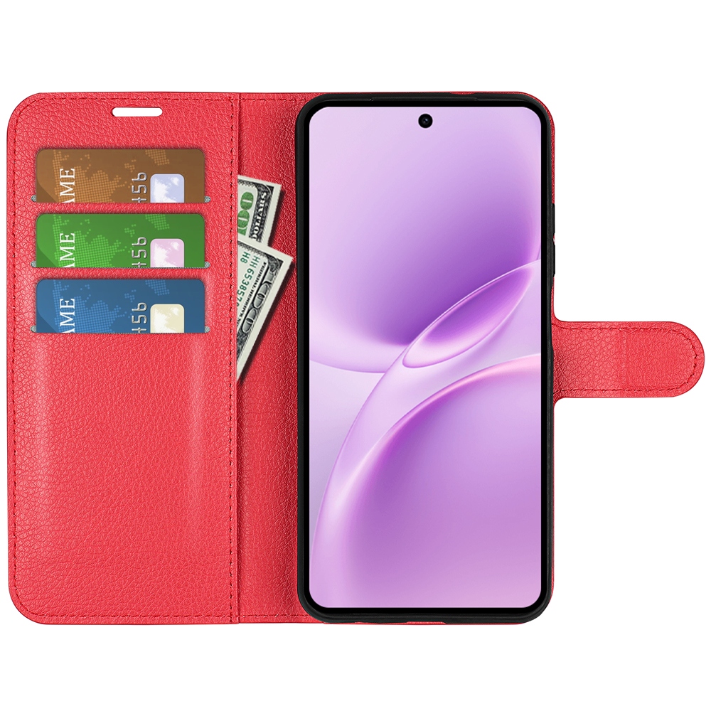 Litchi knížkové pouzdro na Vivo V70 FE 5G - červené