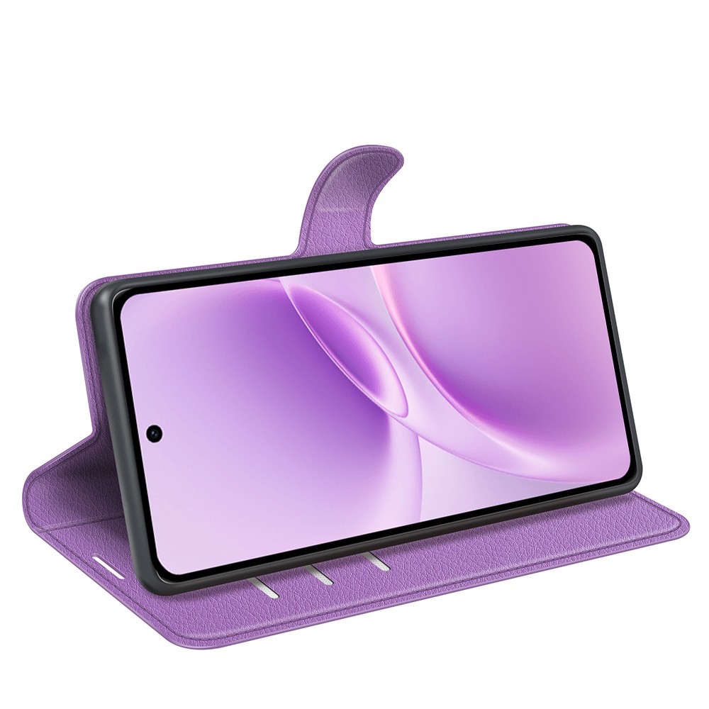 Litchi knížkové pouzdro na Vivo V70 FE 5G - fialové