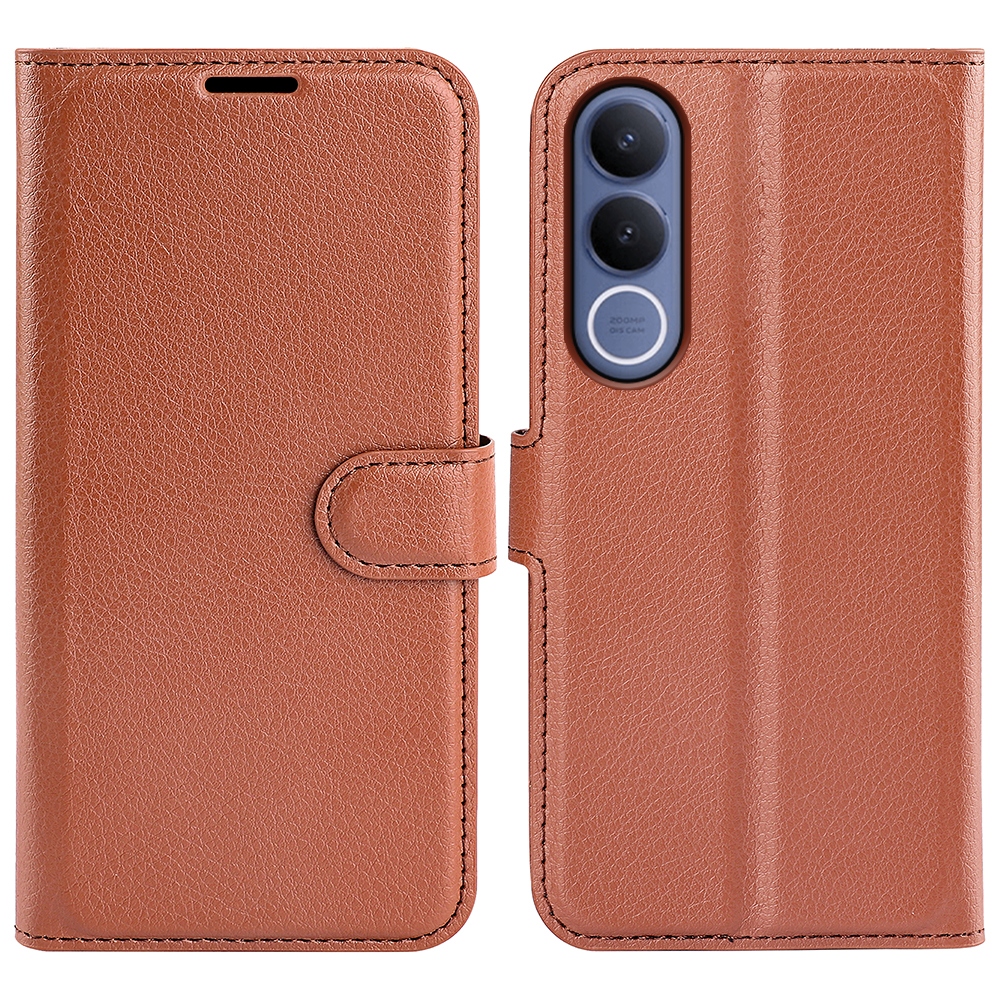 Litchi knížkové pouzdro na Vivo V70 FE 5G - hnědé