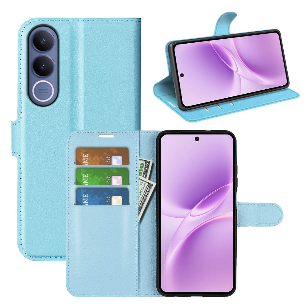 Litchi knížkové pouzdro na Vivo V70 FE 5G - modré