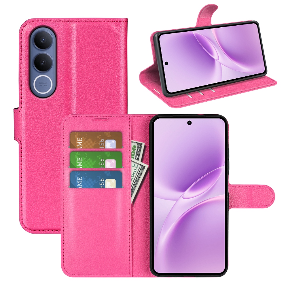 Litchi knížkové pouzdro na Vivo V70 FE 5G - rose