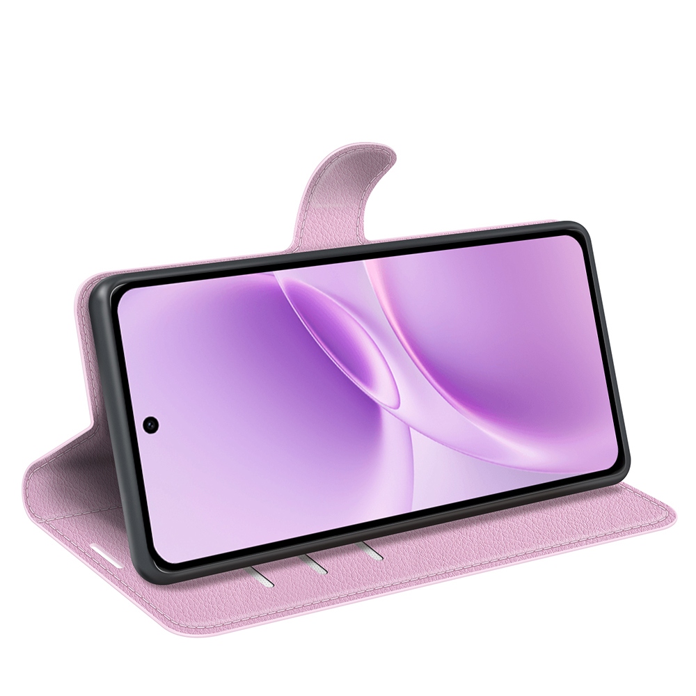 Litchi knížkové pouzdro na Vivo V70 FE 5G - růžové