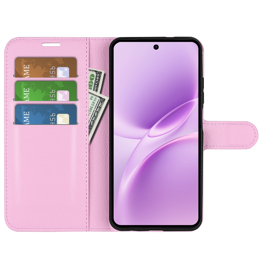Litchi knížkové pouzdro na Vivo V70 FE 5G - růžové