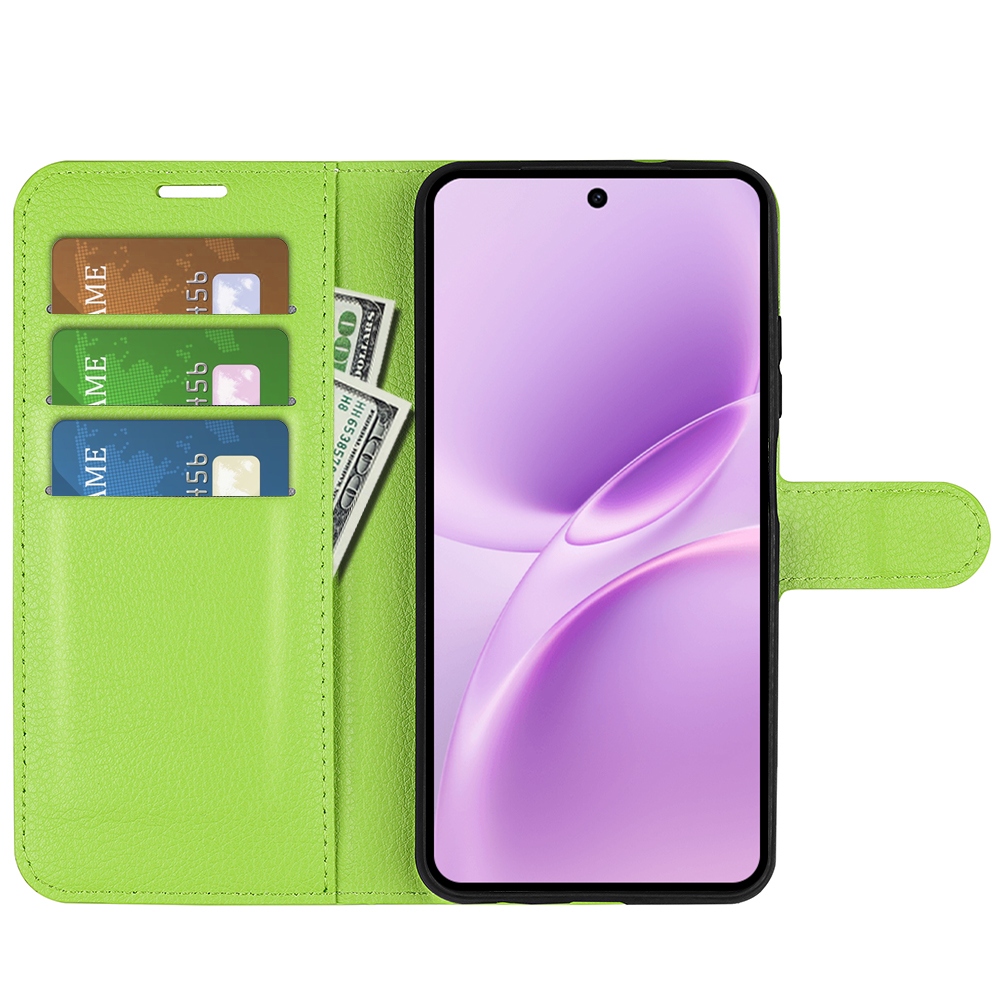 Litchi knížkové pouzdro na Vivo V70 FE 5G - zelené