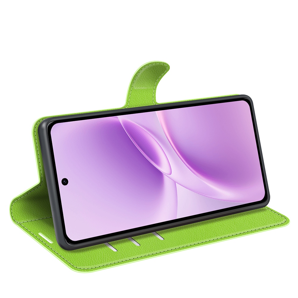 Litchi knížkové pouzdro na Vivo V70 FE 5G - zelené