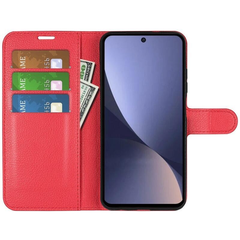 Litchi knížkové pouzdro na Xiaomi 13 Pro - červené