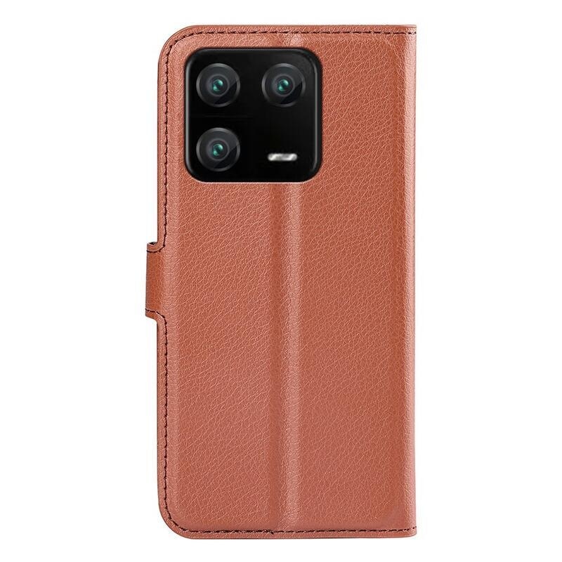 Litchi knížkové pouzdro na Xiaomi 13 Pro - hnědé