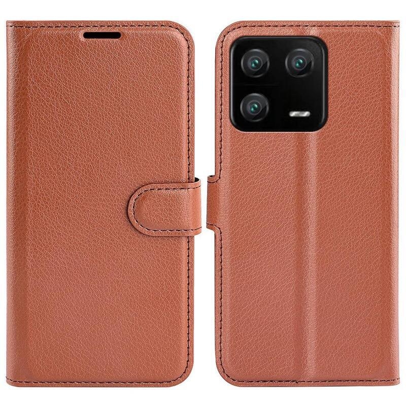 Litchi knížkové pouzdro na Xiaomi 13 Pro - hnědé