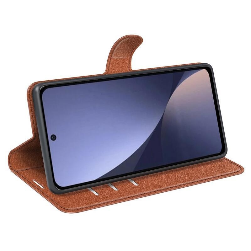 Litchi knížkové pouzdro na Xiaomi 13 Pro - hnědé