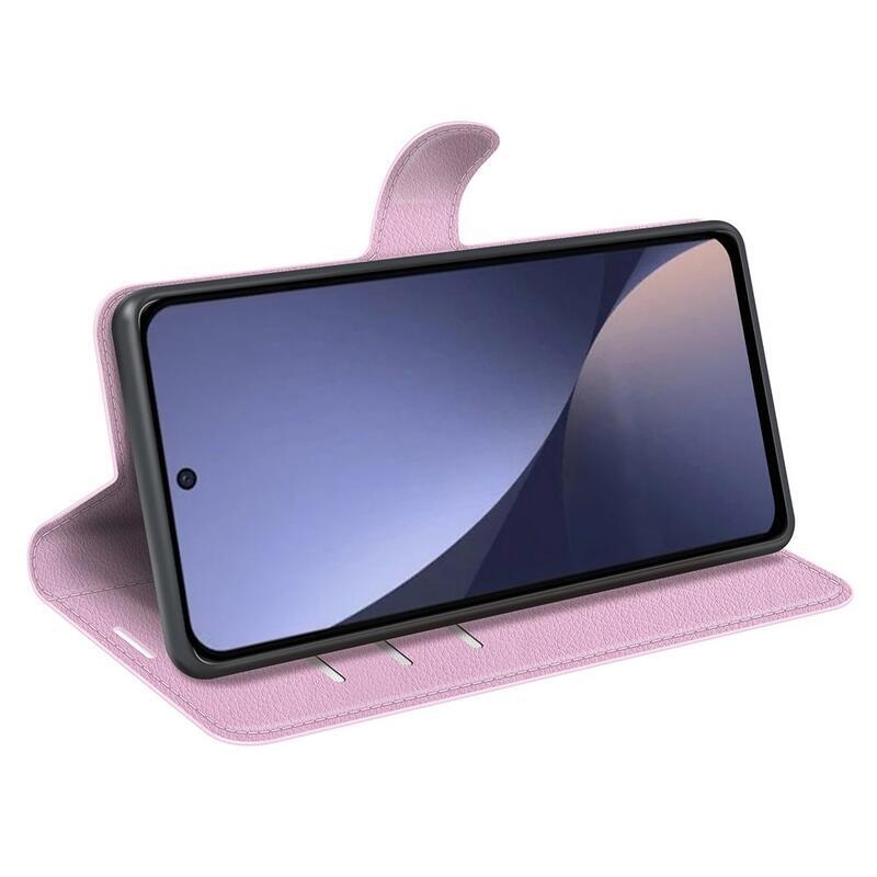 Litchi knížkové pouzdro na Xiaomi 13 Pro - růžové