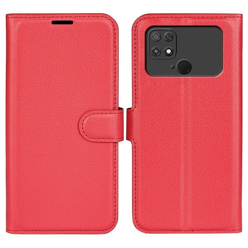 Litchi knížkové pouzdro na Xiaomi Poco C40 - červené