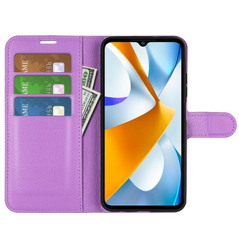Litchi knížkové pouzdro na Xiaomi Poco C40 - fialové