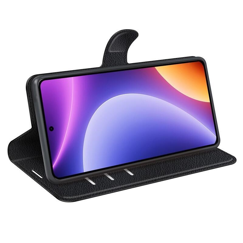Litchi knížkové pouzdro na Xiaomi Poco F5 - černé