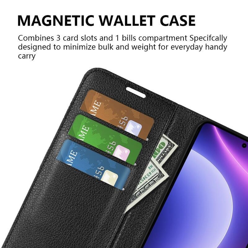Litchi knížkové pouzdro na Xiaomi Poco F5 - černé