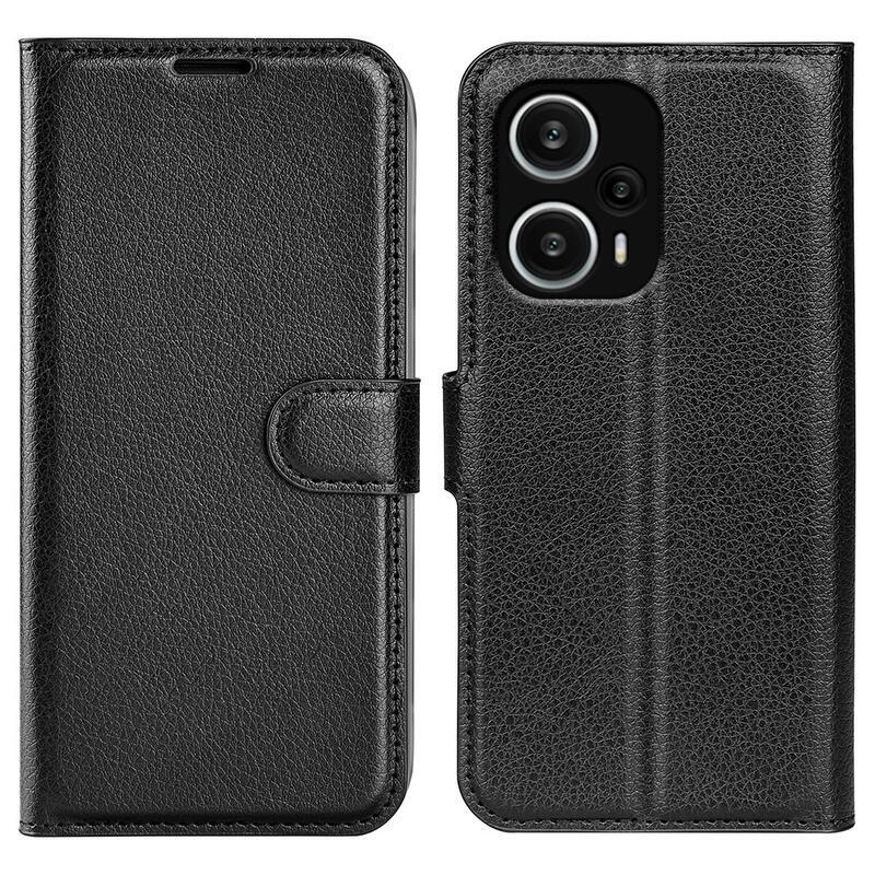 Litchi knížkové pouzdro na Xiaomi Poco F5 - černé