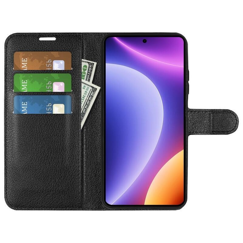 Litchi knížkové pouzdro na Xiaomi Poco F5 - černé