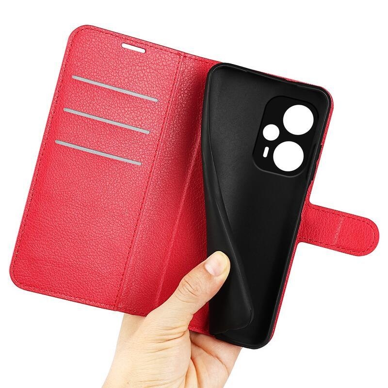 Litchi knížkové pouzdro na Xiaomi Poco F5 - červené