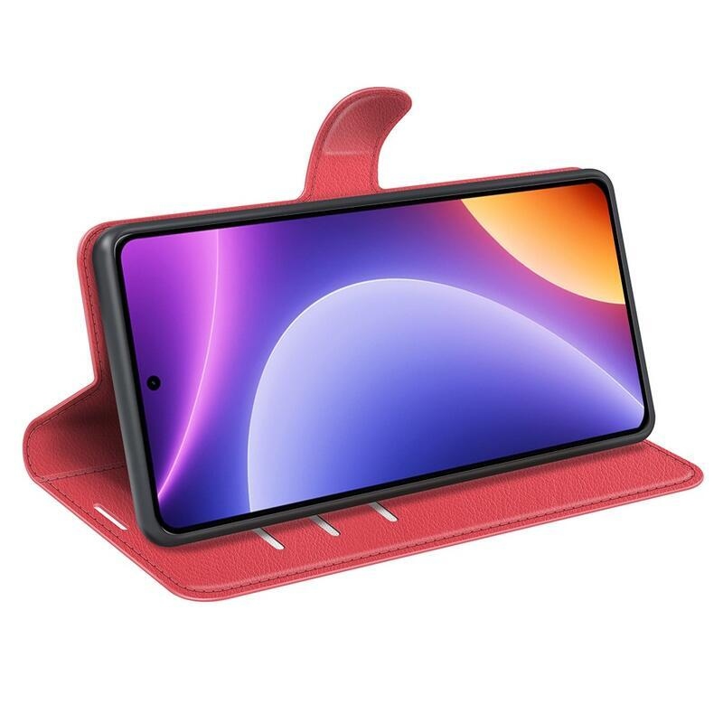 Litchi knížkové pouzdro na Xiaomi Poco F5 - červené