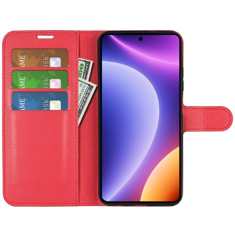 Litchi knížkové pouzdro na Xiaomi Poco F5 - červené