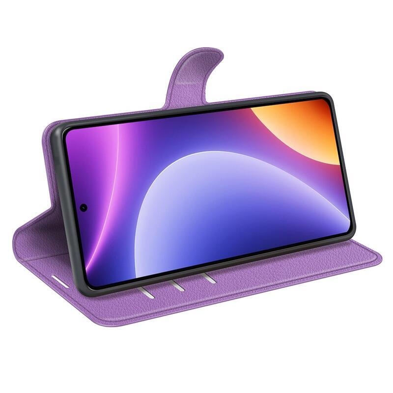 Litchi knížkové pouzdro na Xiaomi Poco F5 - fialové