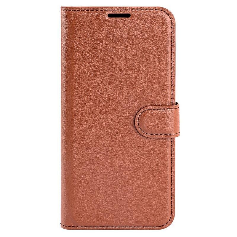 Litchi knížkové pouzdro na Xiaomi Poco F5 - hnědé