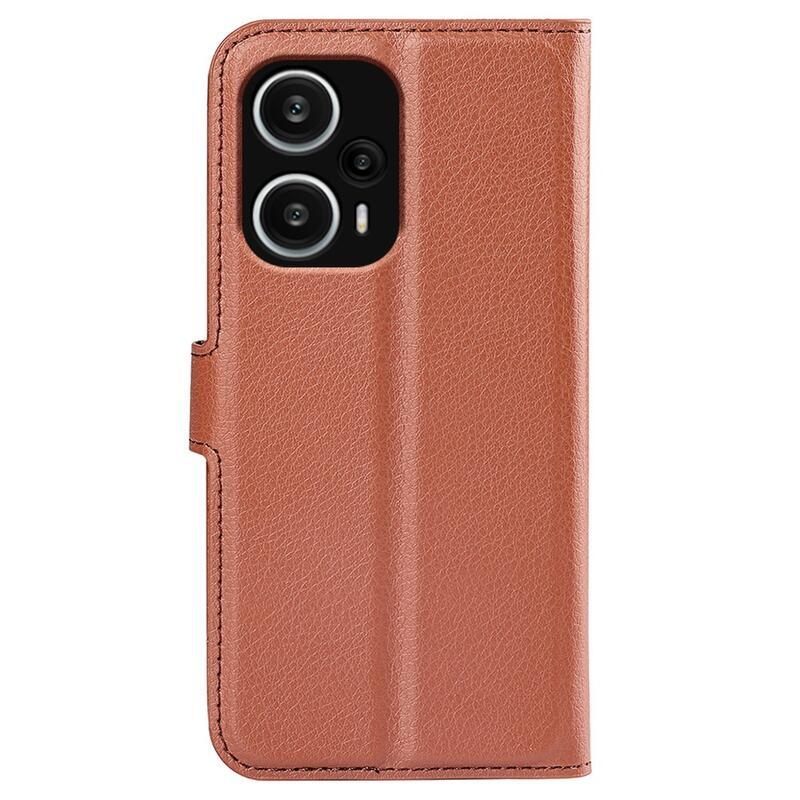 Litchi knížkové pouzdro na Xiaomi Poco F5 - hnědé