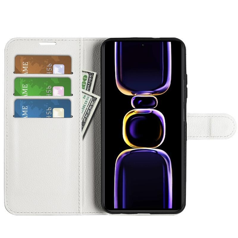 Litchi knížkové pouzdro na Xiaomi Poco F5 Pro - bílé