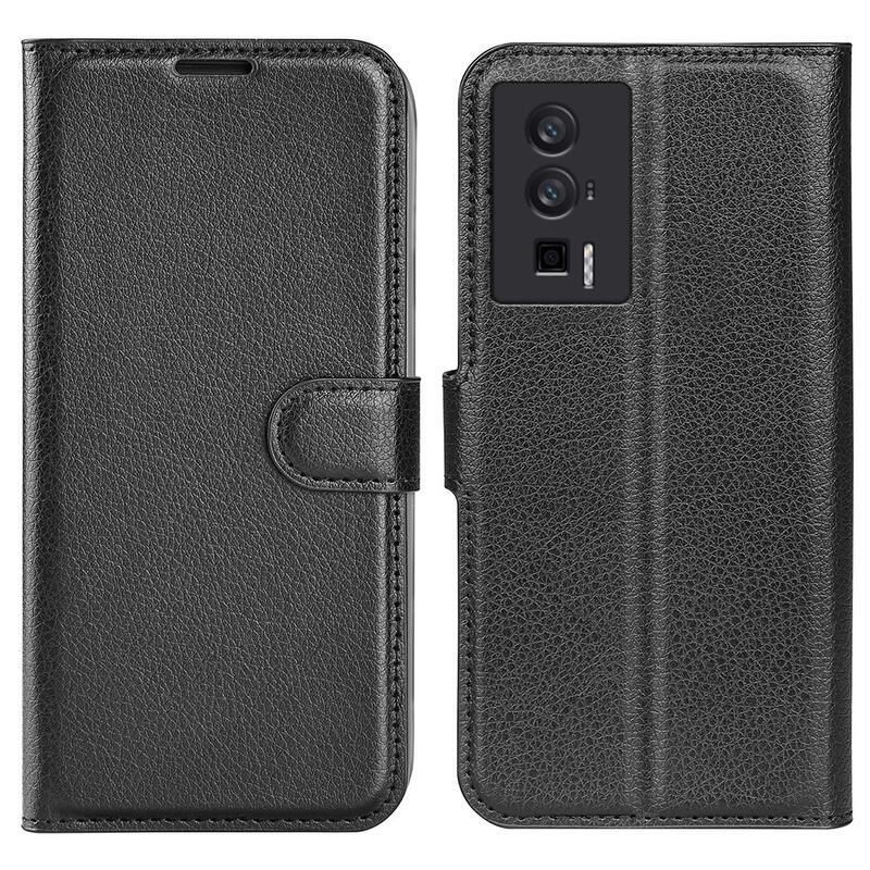 Litchi knížkové pouzdro na Xiaomi Poco F5 Pro - černé
