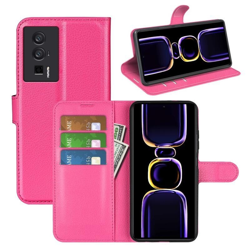 Litchi knížkové pouzdro na Xiaomi Poco F5 Pro - rose